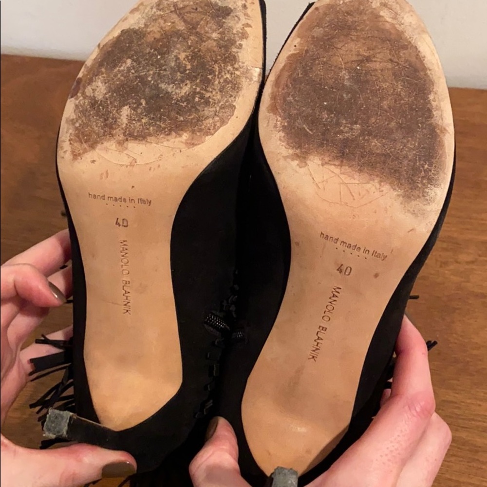 Manolo Blahnik Fringe Suede Bootie - Picture 4 of 4